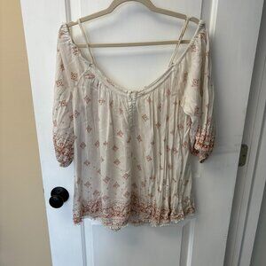 Off the shoulder floral gauze shirt